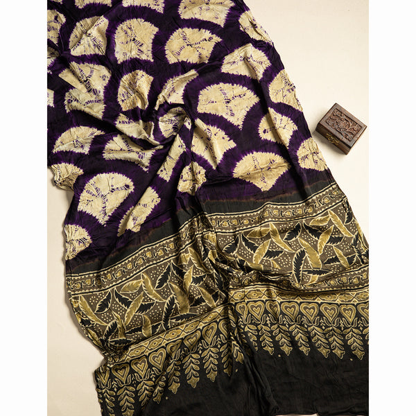SHIBORI MODAL SILK AJRAKH BORDER DUPATTA