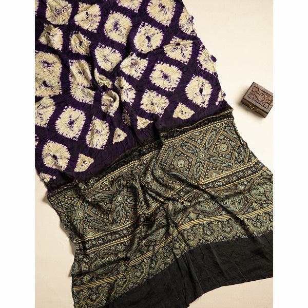 SHIBORI MODAL SILK AJRAKH BORDER DUPATTA