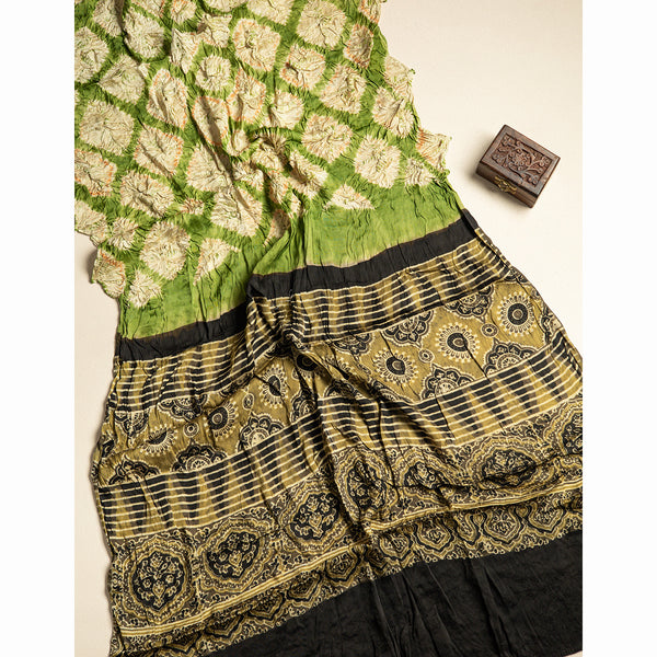 SHIBORI MODAL SILK AJRAKH BORDER DUPATTA