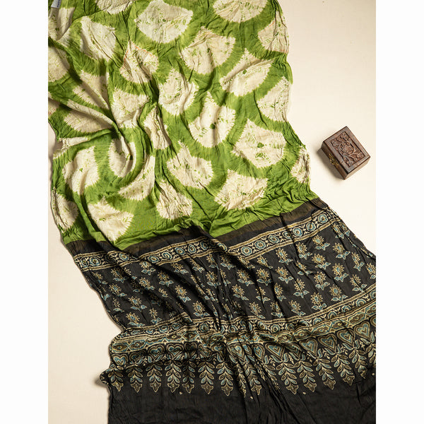 SHIBORI MODAL SILK AJRAKH BORDER DUPATTA