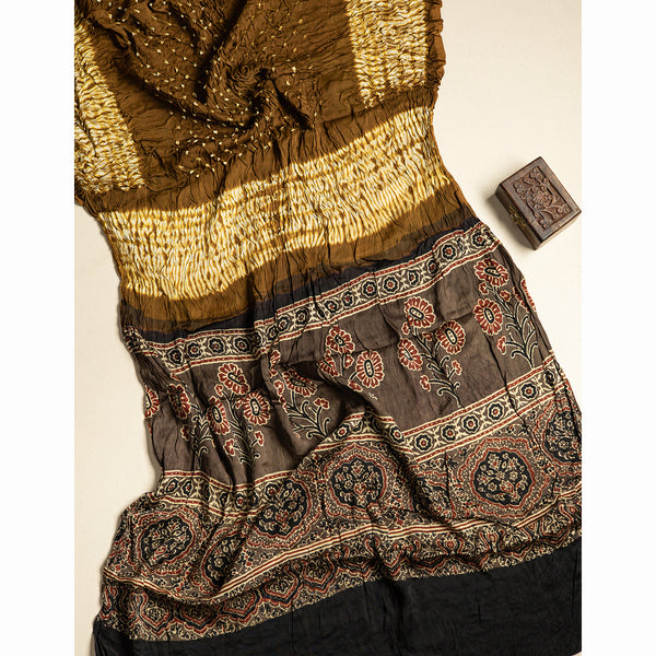 SHIBORI MODAL SILK AJRAKH BORDER DUPATTA