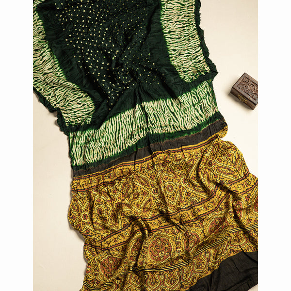 SHIBORI MODAL SILK AJRAKH BORDER DUPATTA