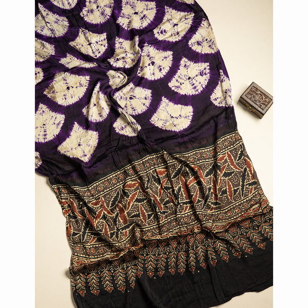 SHIBORI MODAL SILK AJRAKH BORDER DUPATTA
