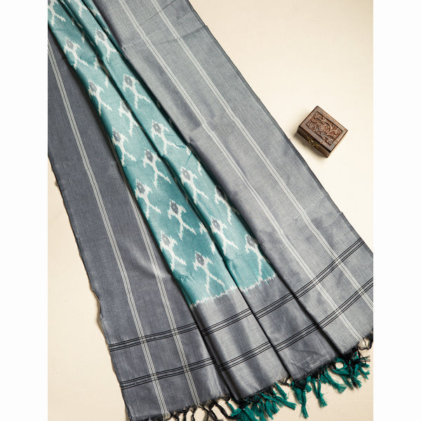 HANDLOOM MERCERIZED SEMI SILK IKAT DUPATTA