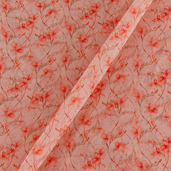 Georgette Pale Peach Colour Floral Jaal Print 43 Inches Width Poly Fabric