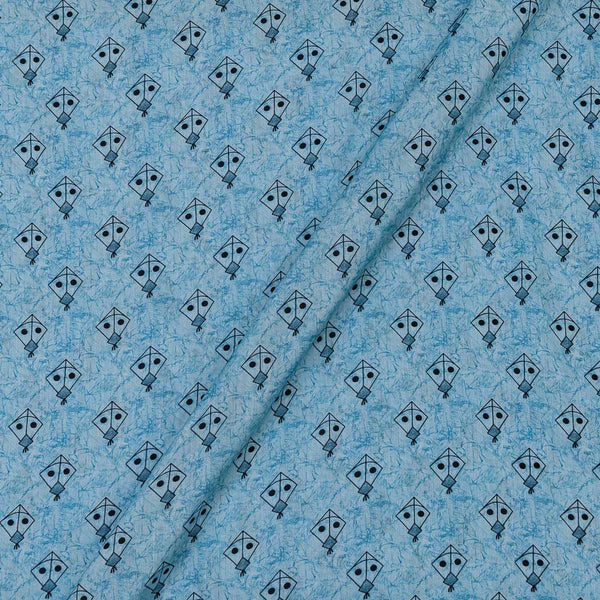 Cotton Satin Feel Sky Blue Colour Quirky Print 43 inches Width Polyester Fabric freeshipping - SourceItRight