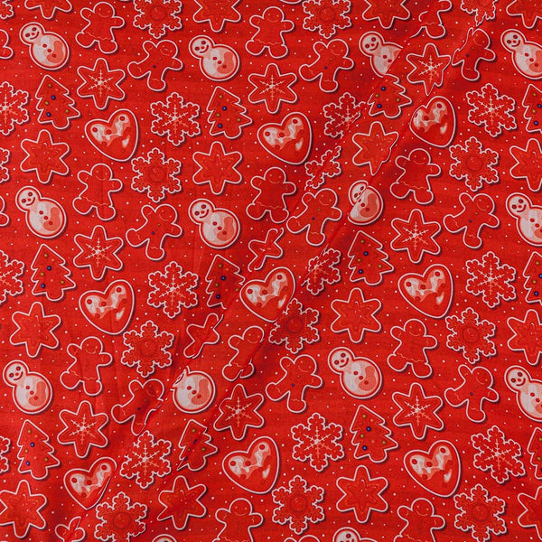 Cotton Satin Feel Poppy Red Colour Christmas Inspired Print 43 Inches Width Polyester Fabric freeshipping - SourceItRight