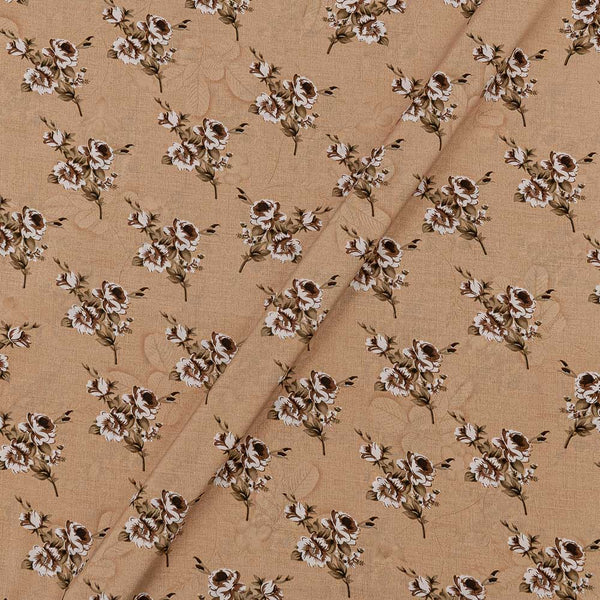 Poly Crepe Beige Colour Floral Print 43 Inches Width Fabric freeshipping - SourceItRight