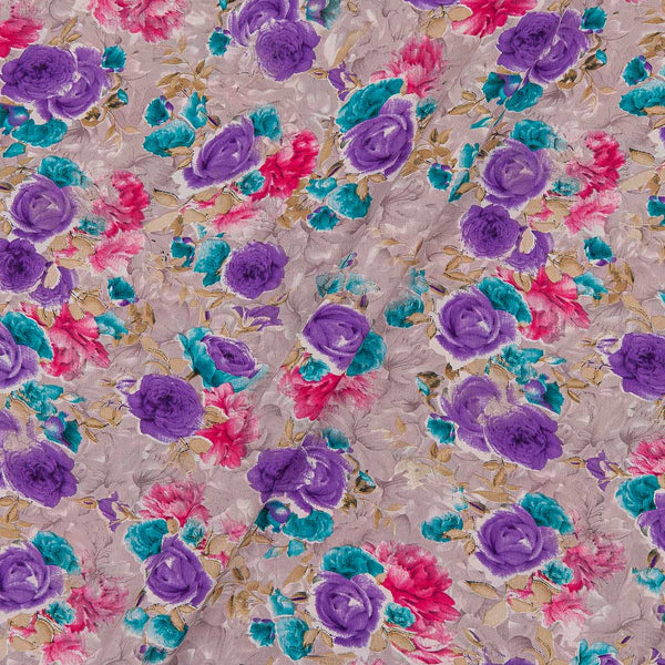 Poly Crepe Lilac Colour Floral Butta Print 43 Inches Width Fabric freeshipping - SourceItRight
