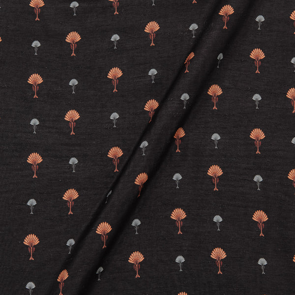 Viscose Raw Silk Black Colour Floral Print Fabric freeshipping - SourceItRight