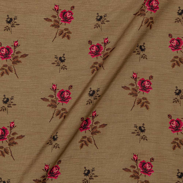Viscose Raw Silk Beige Colour Floral Print 43 Inches Width Fabric freeshipping - SourceItRight
