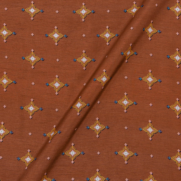 Viscose Raw Silk Rust Colour Geometric Print 43 Inches Width Fabric freeshipping - SourceItRight
