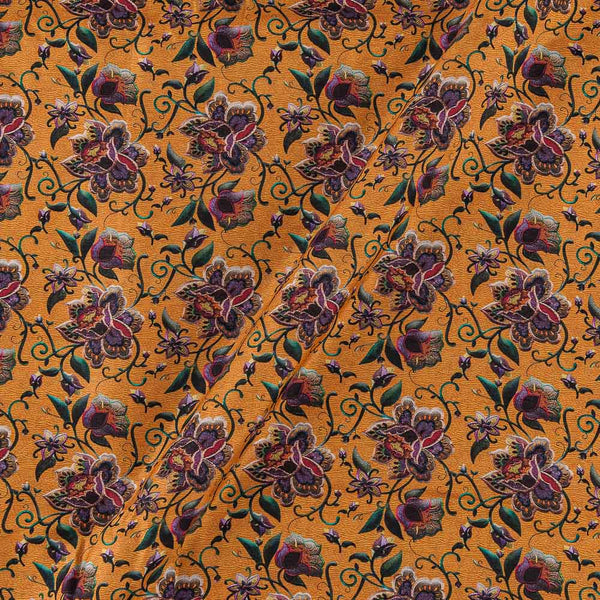Viscose Raw Silk Golden Orange Colour Floral Jaal Print Fabric freeshipping - SourceItRight