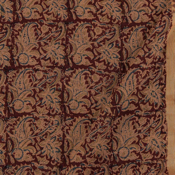 Buy Upscaled Cotton Plum Colour Paisley Print With Two Side Zari Border Natural Kalamkari Fabric Online 2074ALH