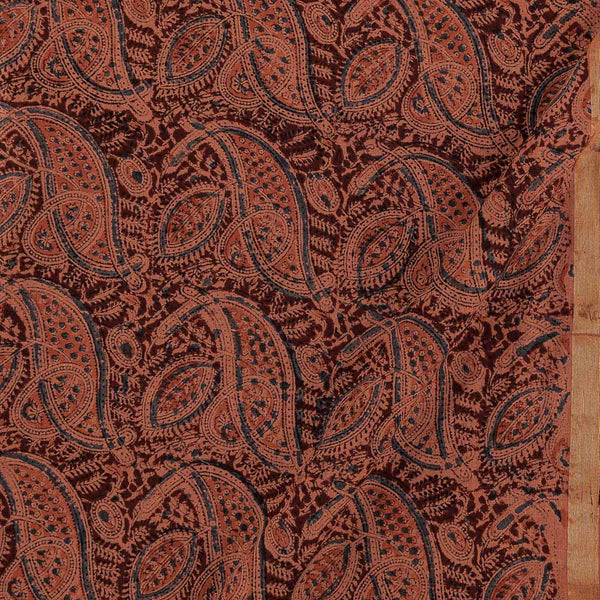 Buy Upscaled Cotton Plum Colour Floral Jaal Print With Two Side Zari Border Natural Kalamkari Fabric Online 2074ALV