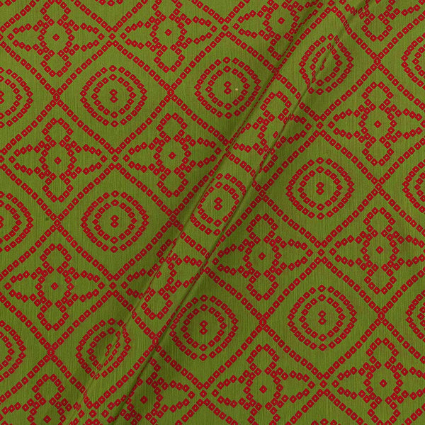 Bandhani Print Leaves Green Colour 43 Inches Width Chinon Fabric