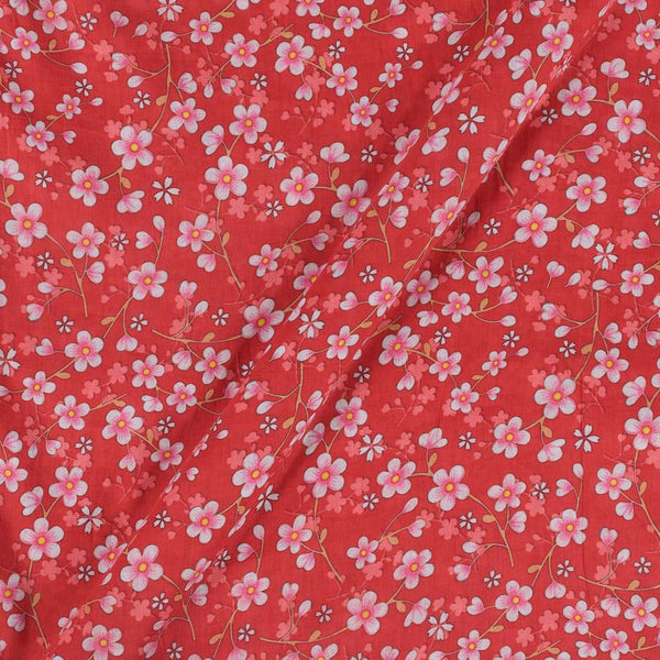 Super Fine Cotton (Mul Type) Poppy Red Colour Premium Digital Floral Print 43 Inches Width Fabric freeshipping - SourceItRight