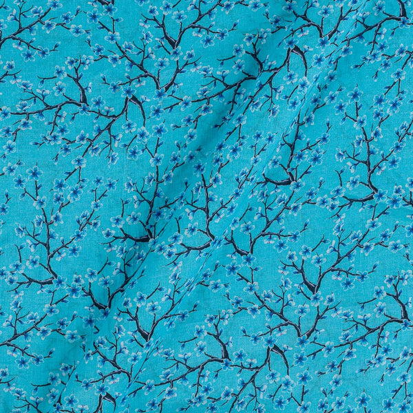 Super Fine Cotton (Mul Type) Sky Blue Colour Premium Digital Floral Jaal Print 43 Inches Width Fabric freeshipping - SourceItRight
