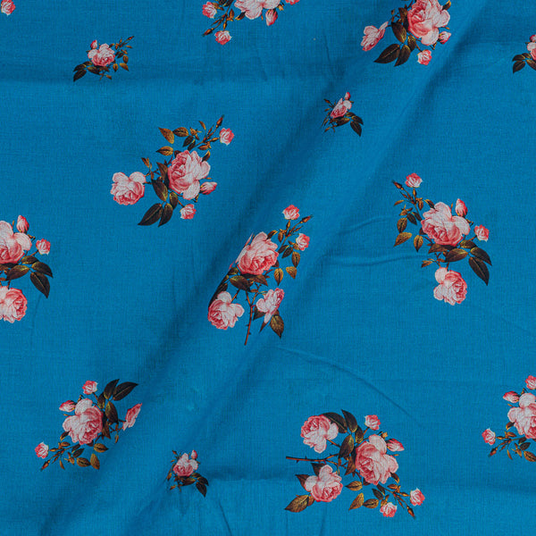 Super Fine Cotton (Mul Type) Ocean Blue Colour Premium Digital Floral Print 43 Inches Width Fabric freeshipping - SourceItRight
