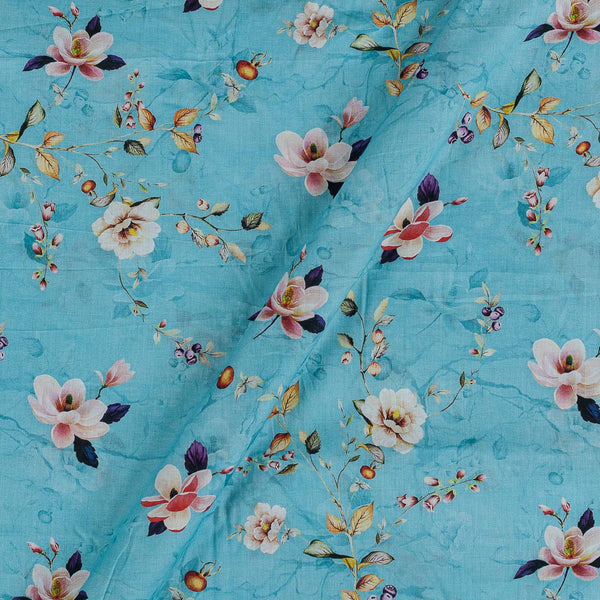 Cotton Mal [80 x 120] Cadet Blue Colour Floral Jaal Print Fabric freeshipping - SourceItRight