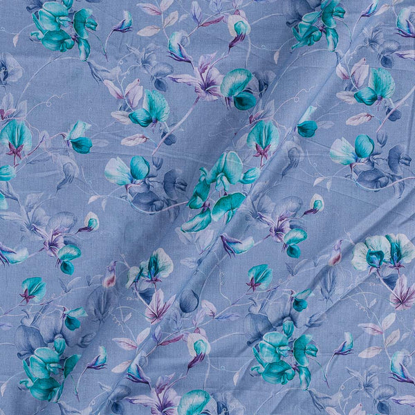 Cotton Mal [80 x 120] Cadet Blue Colour Floral Jaal Print Fabric cut of 0.85 Meter freeshipping - SourceItRight