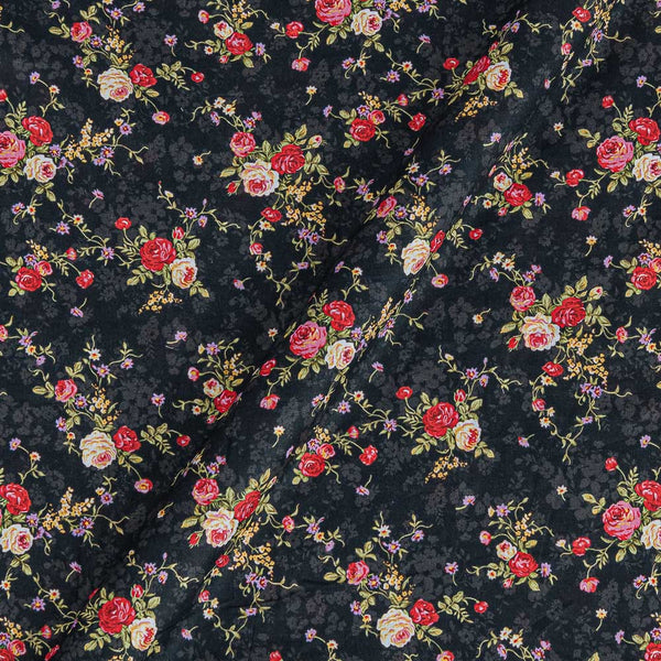 Cotton Mul [80 x 120] Carbon Black Colour Floral Jaal Print 42 Inches Width Fabric freeshipping - SourceItRight