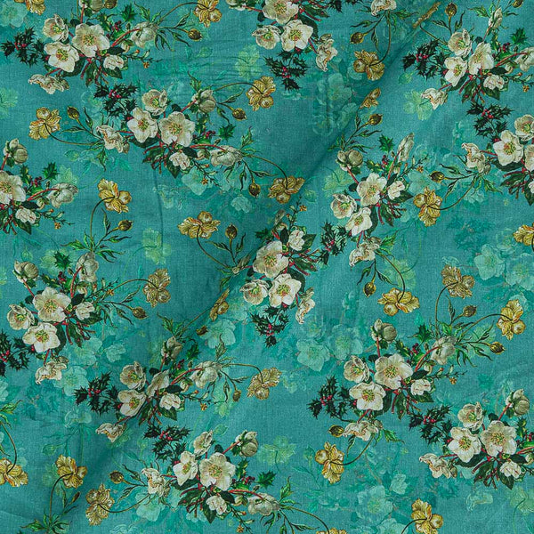 Cotton Mal [80 x 120] Aqua Sky Colour Floral Print 43 Inches Width Fabric freeshipping - SourceItRight