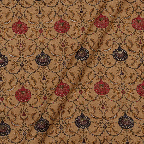 Super Fine Cotton (Mul Type) Mustard Brown Colour Premium Digital Floral Jaal Print 42 Inches Width Fabric freeshipping - SourceItRight