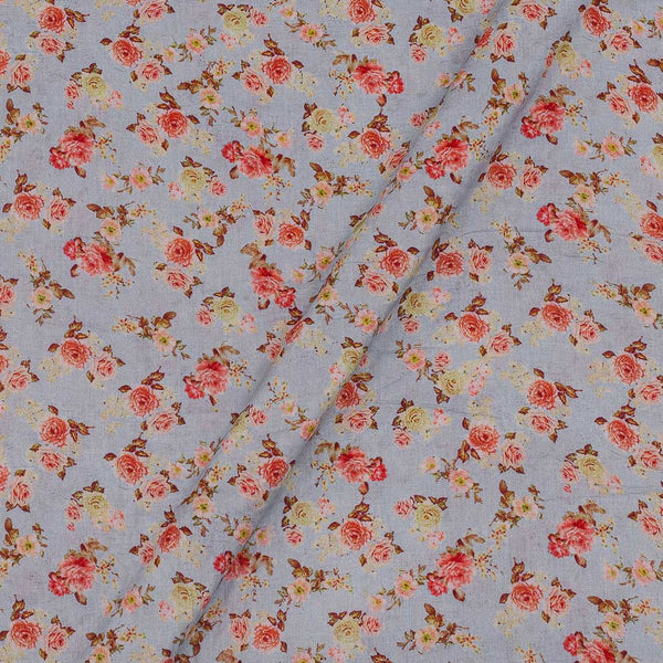 Fine Cotton [Mul Type] Premium Digital Floral Print Ash Grey Colour 48 Inches Width Fabric freeshipping - SourceItRight