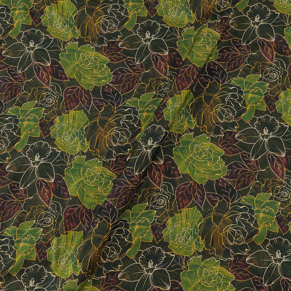 Modal Satin Dark Green Colour Floral Print Fabric freeshipping - SourceItRight