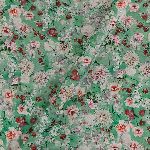 Modal Satin Pastel Green Colour Floral Print Fabric 2160AT Online -  SourceItRight