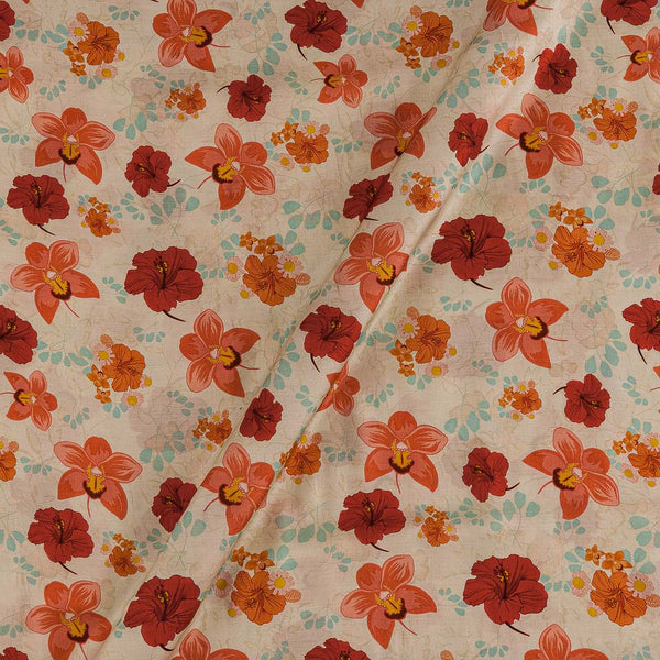 Modal Satin Beige Colour Floral Print 43 Inches Width Fabric freeshipping - SourceItRight