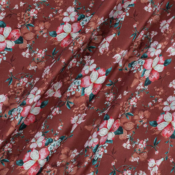 Modal Satin Mauve Colour Floral Print Fabric freeshipping - SourceItRight