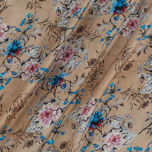 Modal Satin Beige Colour Floral Jaal Print Fabric freeshipping - SourceItRight