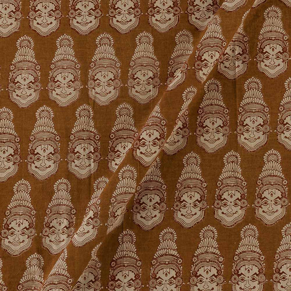 Cotton Apricot Colour Face Motif Print Kalamkari Fabric Online 2186OK