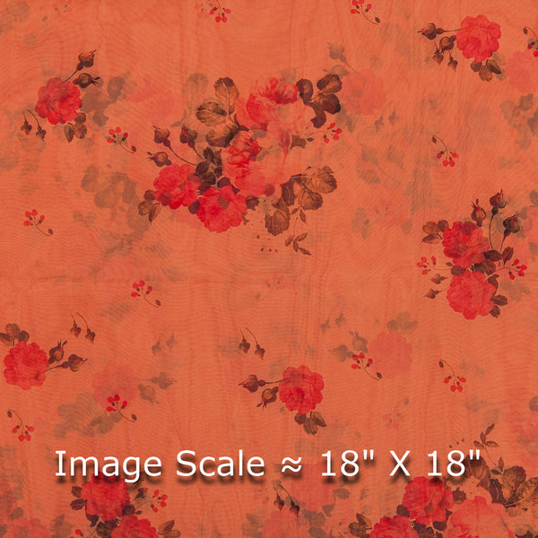 Indian Summer ~ Red and Orange Fabric with Floral Paisley Print in Cotton (Cotton - 10in inch) by Saffron Marigold