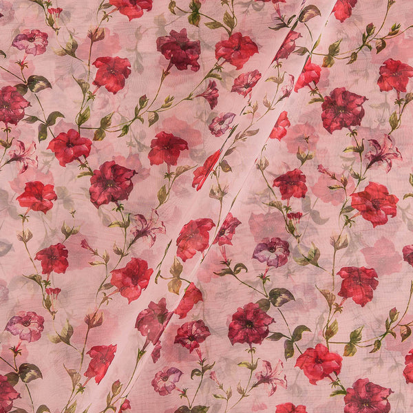 Organza Peach Colour 43 Inches Width Digital Floral Print Poly Fabric freeshipping - SourceItRight