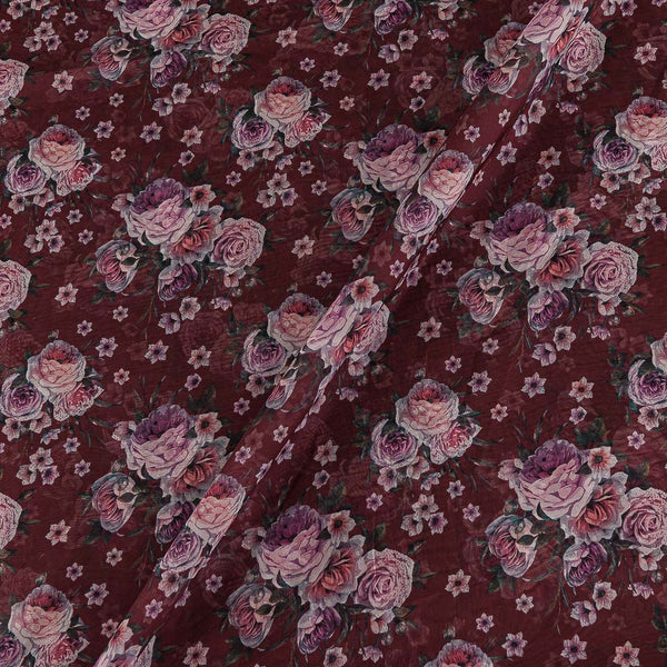 Buy Organza Plum Colour Digital Floral Print Fabric 2223FO Online