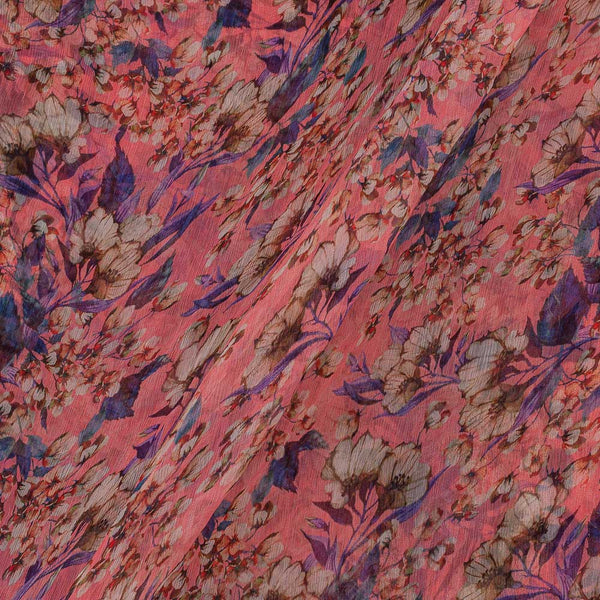 Viscose Chiffon Pink Colour 39 Inches Width Digital Print Fabric freeshipping - SourceItRight