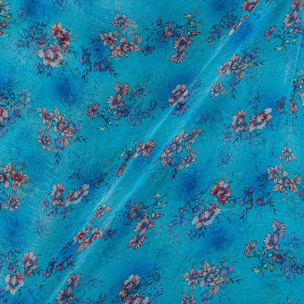Viscose Chiffon Aqua Blue Colour Digital Floral Print 39 Inches Width Fabric freeshipping - SourceItRight