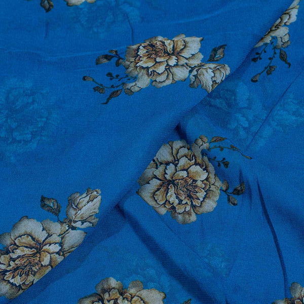 Viscose Georgette Blue Color 41 inches Width Digital Floral Print Fabric freeshipping - SourceItRight