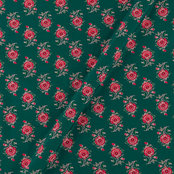Poly Muslin Sea Green Colour Floral Print Fabric cut of 0.70 Meter