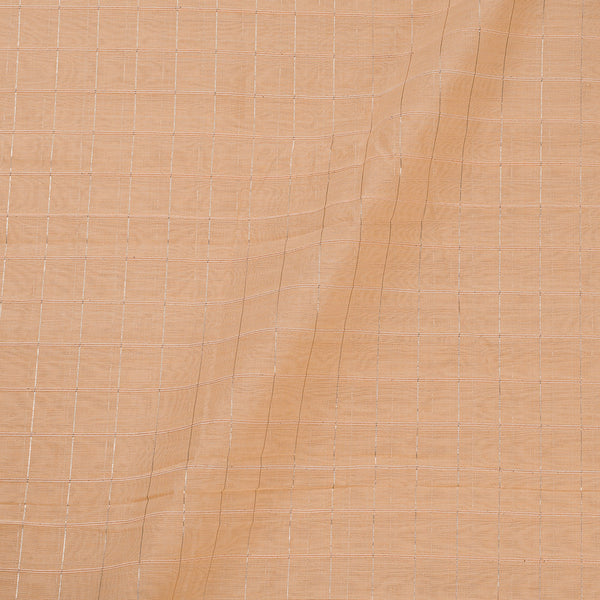 Chanderi Feel Butterscotch Colour Resham Checks Fabric freeshipping - SourceItRight