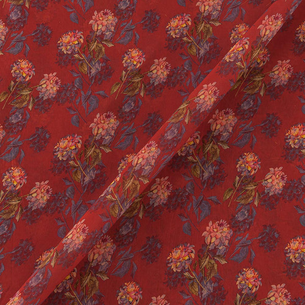 Poly Georgette Cherry Red Colour Floral Print Fabric freeshipping - SourceItRight