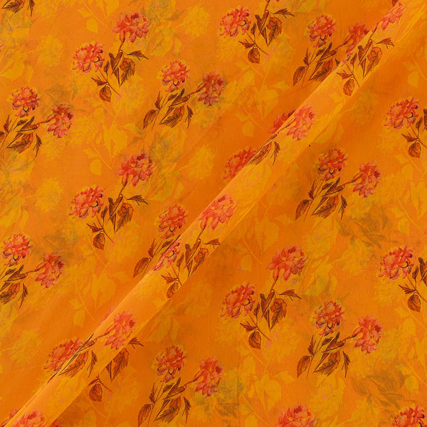 Poly Georgette Turmeric Yellow Colour Floral Print Fabric freeshipping - SourceItRight