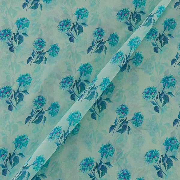 Poly Georgette Mint Colour Floral Print Fabric freeshipping - SourceItRight
