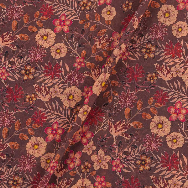 Poly Georgette Brown Colour 43 Inches Width Floral Jaal Print Fabric freeshipping - SourceItRight