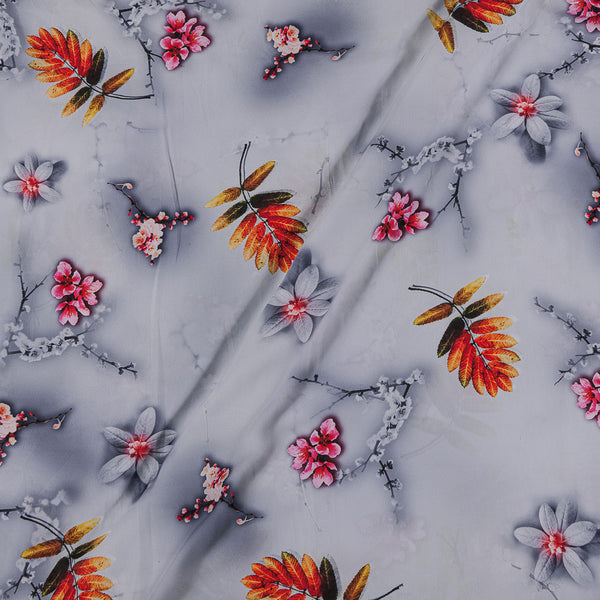 Crepe Type Dove Grey Colour 43 Inches width Digital Floral Print Flowy Fabric freeshipping - SourceItRight