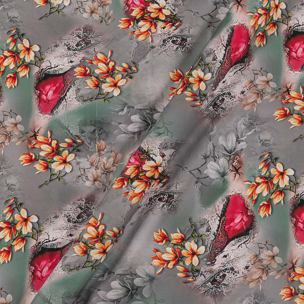 Crepe Type  Grey Colour 43 Inches width Digital Floral Print Flowy Fabric freeshipping - SourceItRight