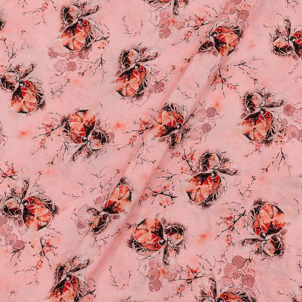 Crepe Type Peach Pink Colour 42 Inches width Digital Floral Print Flowy Fabric freeshipping - SourceItRight